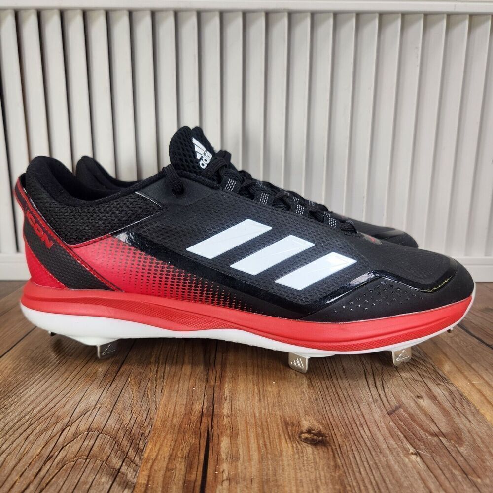 Adidas Icon 7 S23858 Mens Size 12.5 Black Red Metal Baseball Cleats Sneakers NEW